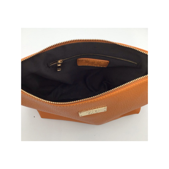 BCBG Paris Hobo Purse Bag Pebble Polyurethane Leather Orange - Picture 10 of 13